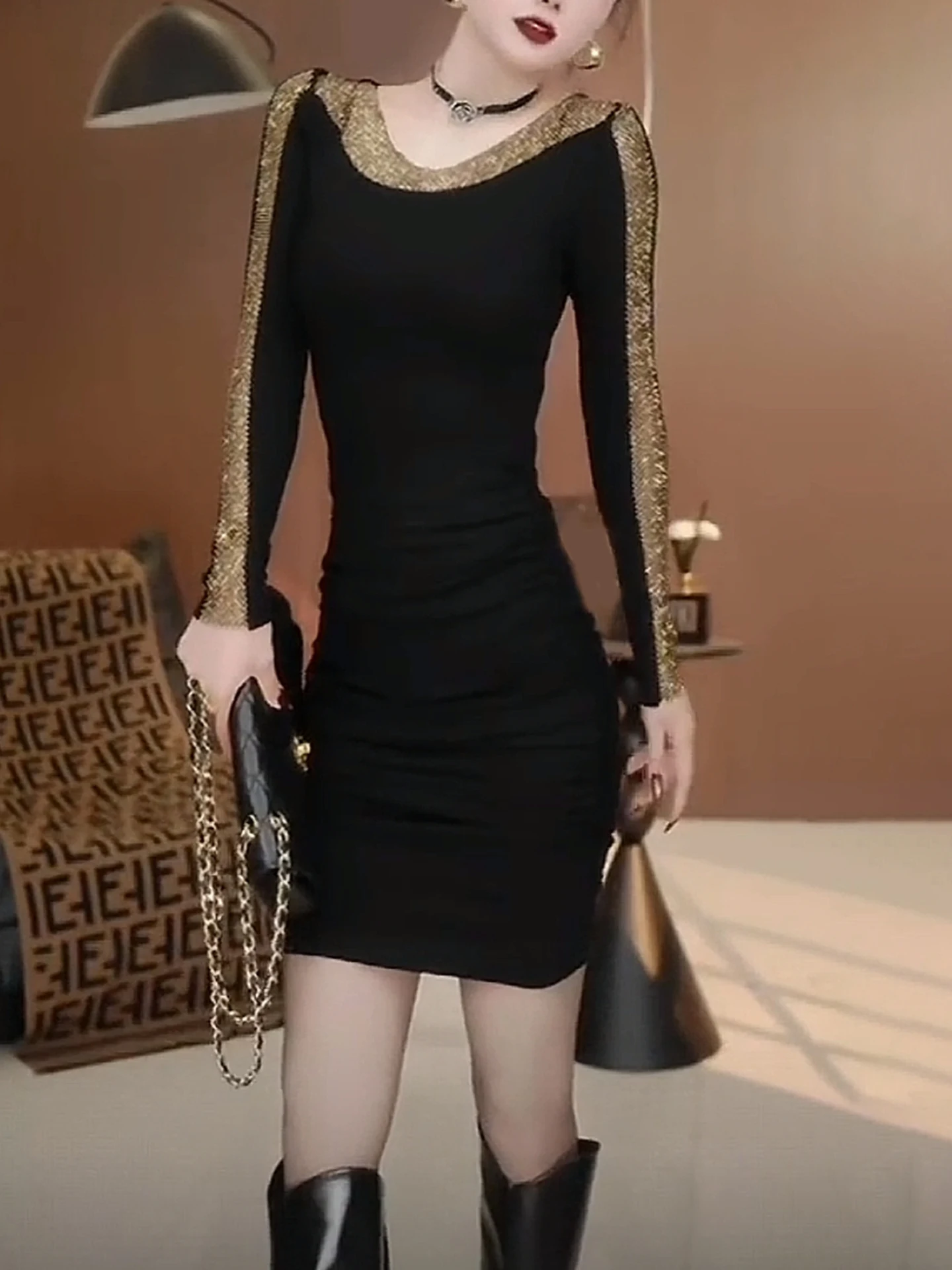 Sensual Hollow out Diamond Trimmed Bodycon Dr Women's Winter New Sle Ele Sexy Bla Dr Cotton Long Sve
Sensual Hollow out Diamond Trimmed Bodycon Dr Women's Winter New Sle Ele Sexy Bla Dr Cotton Long Sve