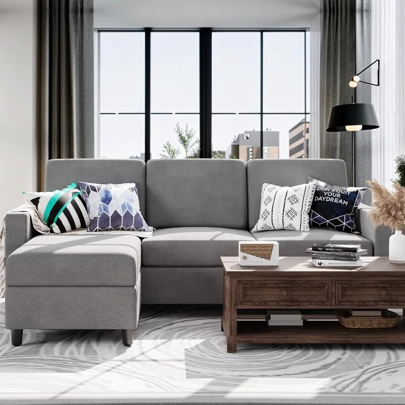Convertible Sectional Sofa Couch, Modern Linen Fabric L-Shaped Couch 3-Seat Sofa Sectional with Reversible Chaise for Small
Convertible Sectional Sofa Couch, Modern Linen Fabric L-Shaped Couch 3-Seat Sofa Sectional with Reversible Chaise for Small