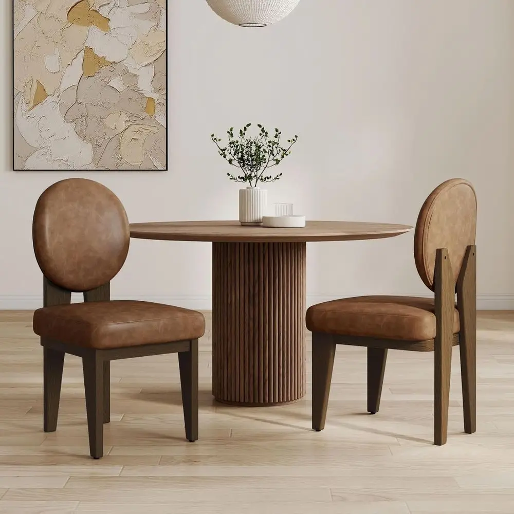 Upholstered Leather Dining Chairs Set of 2, Curved Back Solid Wood Chairs for Dining Room, Kitchen, Restaurant, Brown
Upholstered Leather Dining Chairs Set of 2, Curved Back Solid Wood Chairs for Dining Room, Kitchen, Restaurant, Brown
