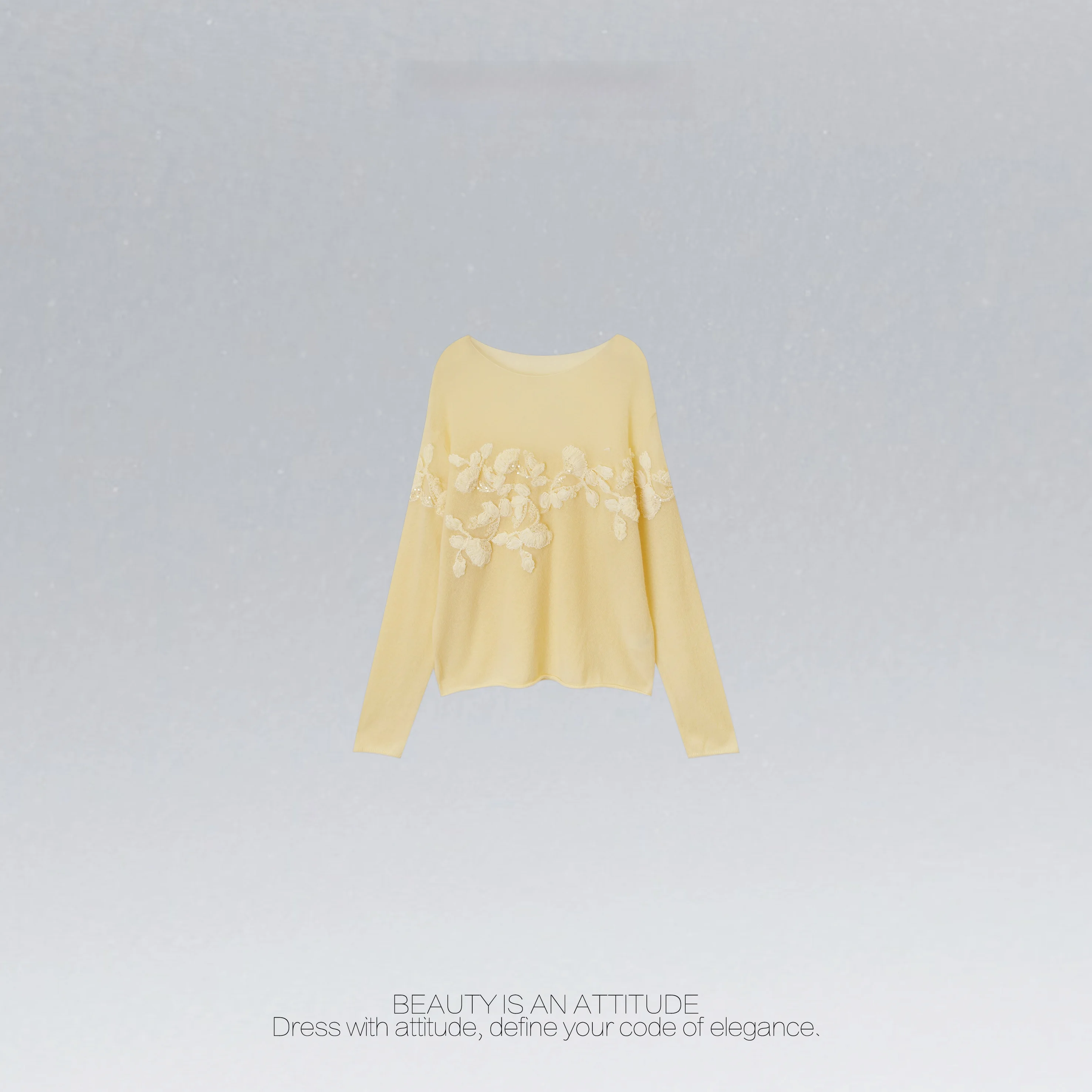 Ele Long Sve Knitted Sweater Floral Design Overhead Sle Age-Defng Wool Blend Women's Spring Faion 2026
Ele Long Sve Knitted Sweater Floral Design Overhead Sle Age-Defng Wool Blend Women's Spring Faion 2026