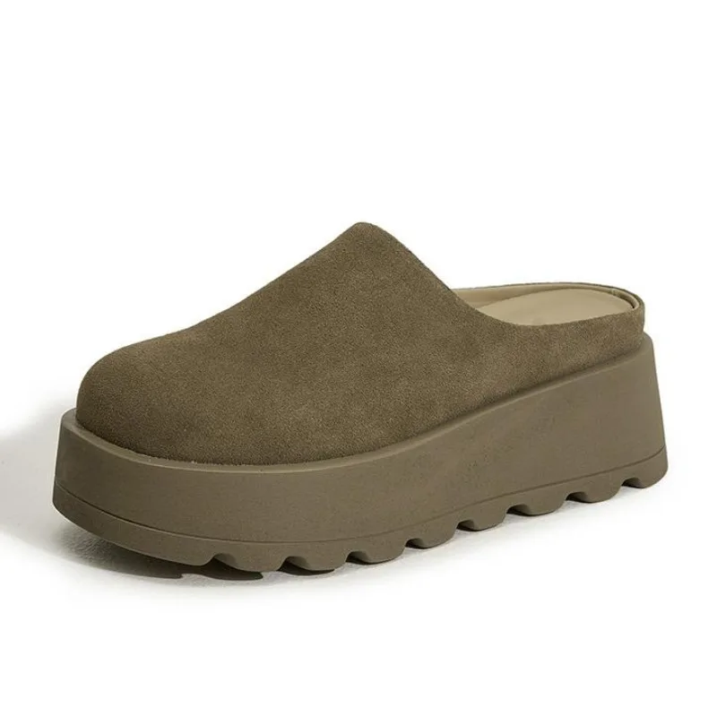 Модные сандалии из коровьей замши 5 см, тапочки, туфли-лодочки на платформе, на танкетке, женская летняя женская обувь с круглым носком
Модные сандалии из коровьей замши 5 см, тапочки, туфли-лодочки на платформе, на танкетке, женская летняя женская обувь с круглым носком