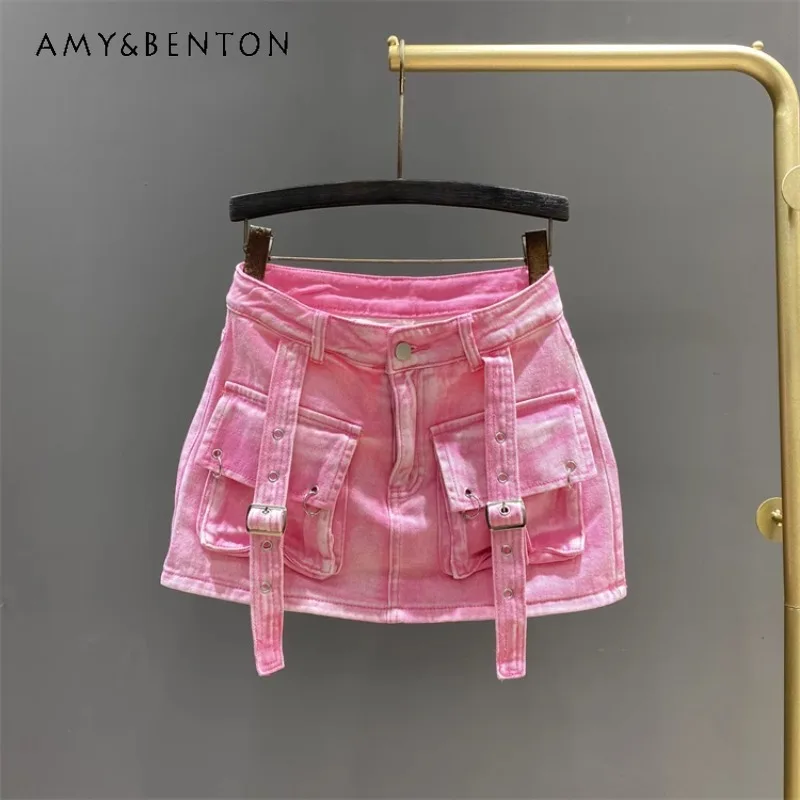 European Style 2024 Spring Workwear With Pocket Denim Skirt Women Clothes Younger Fashion Pink Color A-line Slim-Fit Hip Skirts
European Style 2024 Spring Workwear With Pocket Denim Skirt Women Clothes Younger Fashion Pink Color A-line Slim-Fit Hip Skirts
