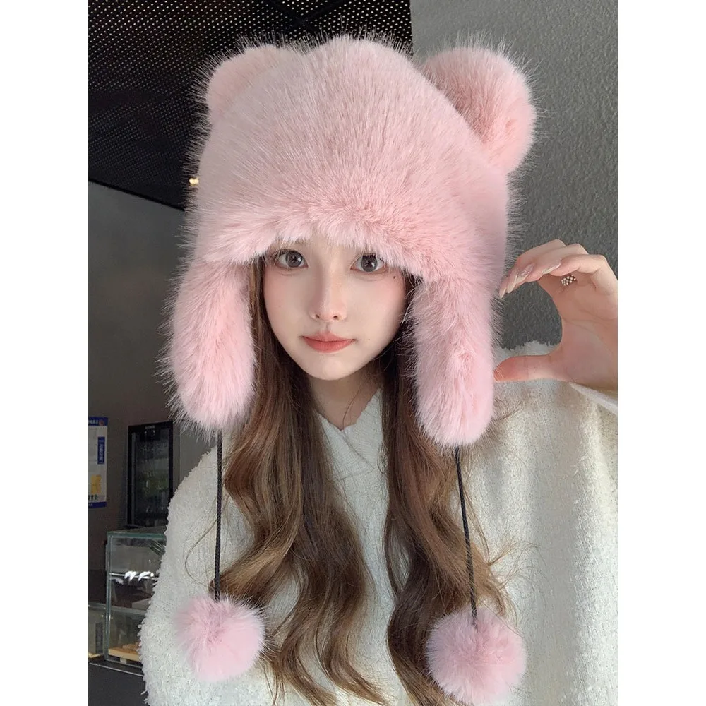 Новые утолщенные зимние шапки для женщин, ветрозащитная теплая меховая шапка-траппер с милым хвостом, зимняя шапка-бомбер из искусственного лисьего меха 
Новые утолщенные зимние шапки для женщин, ветрозащитная теплая меховая шапка-траппер с милым хвостом, зимняя шапка-бомбер из искусственного лисьего меха
