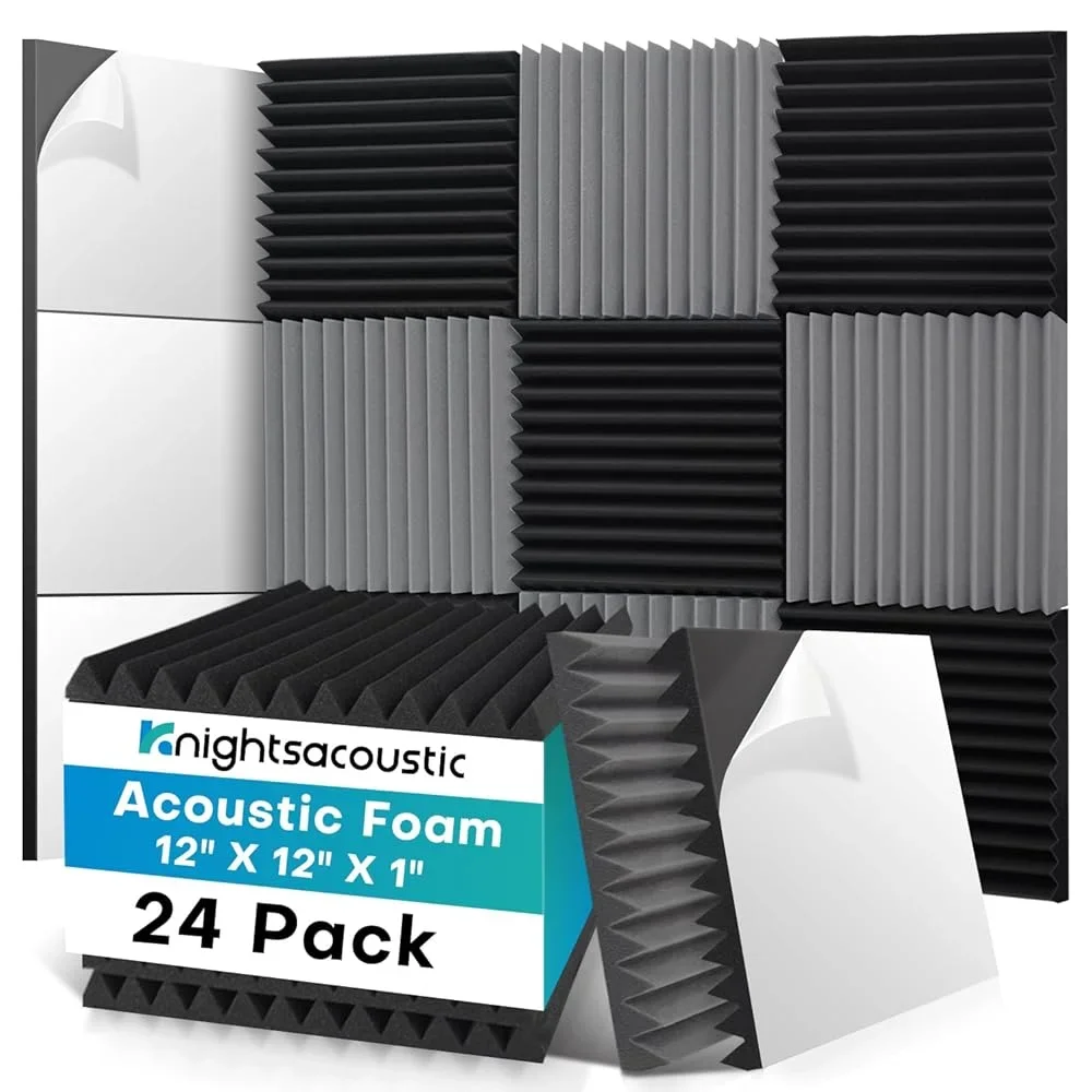 24 Pack Acoustic Foam 1"X12"X12" Studio Acoustic Panels Soundproof Foam Noise Insulation Sound Absorption Treatment Black/Grey
24 Pack Acoustic Foam 1"X12"X12" Studio Acoustic Panels Soundproof Foam Noise Insulation Sound Absorption Treatment Black/Grey