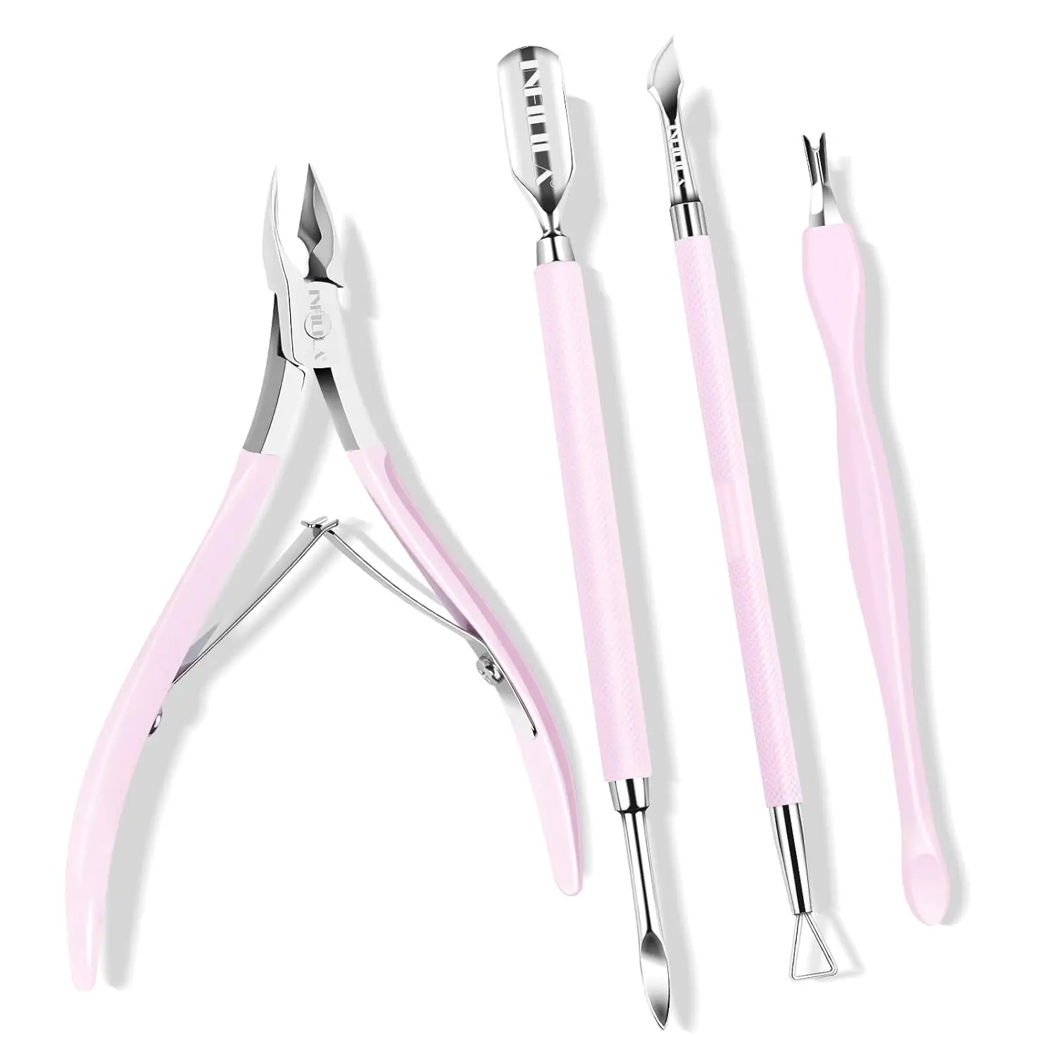 Cuticle Remover Kit 4Pcs - Stainless Steel Manicure Tools Set for Nail Care, Professional Pedicure Supplies Gift for Women
Cuticle Remover Kit 4Pcs - Stainless Steel Manicure Tools Set for Nail Care, Professional Pedicure Supplies Gift for Women