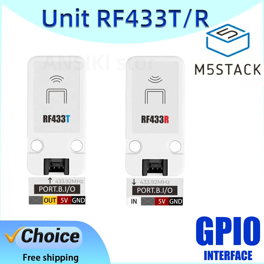 M5Stack Unit RF433T/RF433R RF Transmitter & Receiver 433.92MHz for IoT Remote Control and Automation
M5Stack Unit RF433T/RF433R RF Transmitter & Receiver 433.92MHz for IoT Remote Control and Automation