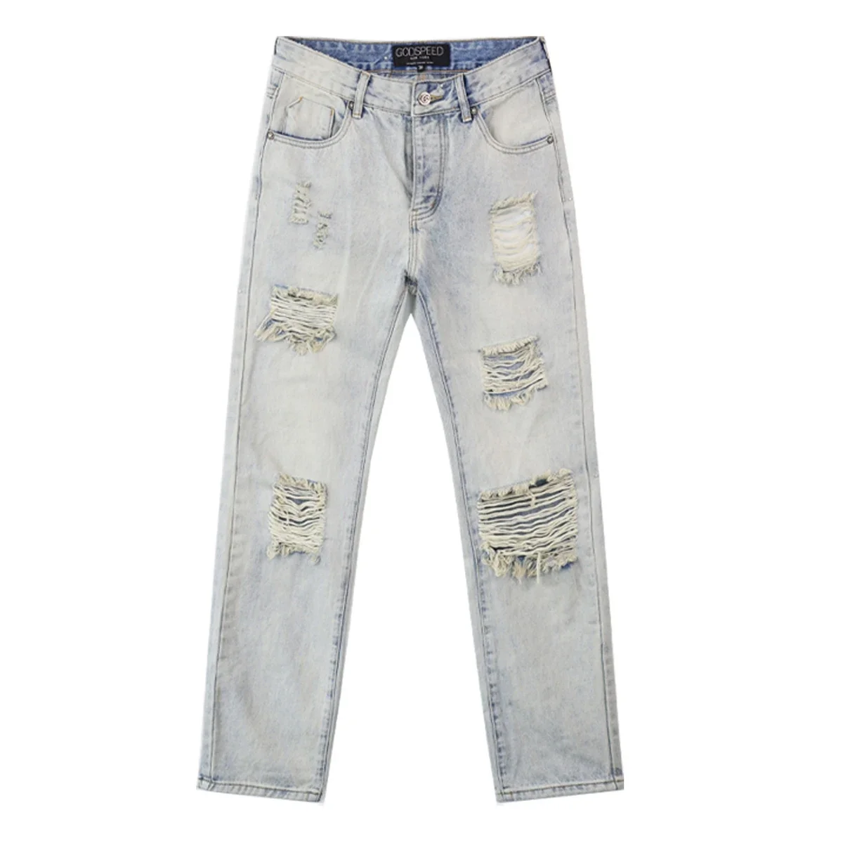 Vintage Distressed Casual Ripped Hole Baggy Pencil Jeans Pants for Men Straight Damaged Washed Loose Denim Trousers Oversized 
Vintage Distressed Casual Ripped Hole Baggy Pencil Jeans Pants for Men Straight Damaged Washed Loose Denim Trousers Oversized