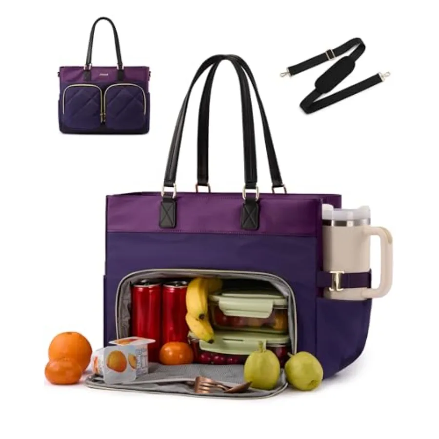 Lunch Tote Bag for Women 15.6 Inch Laptop Tote with Insulated Lunch Compartment Large Capacity Work Bag with Cup Holder for Tea
Lunch Tote Bag for Women 15.6 Inch Laptop Tote with Insulated Lunch Compartment Large Capacity Work Bag with Cup Holder for Tea
