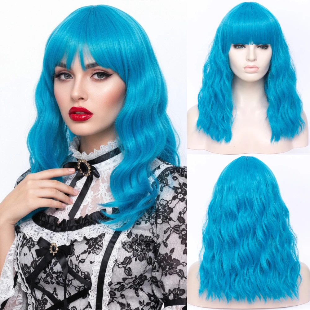 Women’s Short Wavy Blue Wigs With Bang Heat Resistant Wig Synthetic for Halloween Christmas Cosplay Casual Daily Looks
Women’s Short Wavy Blue Wigs With Bang Heat Resistant Wig Synthetic for Halloween Christmas Cosplay Casual Daily Looks