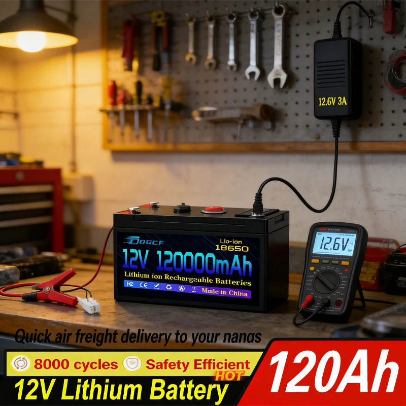 12V Lithium Battery 120Ah LiFePO4 8000+ Deep Cycles Built-in BMS,10-Year Lifetime,for UPS, Kayak Fish Finder, Solar Panel,Radio
12V Lithium Battery 120Ah LiFePO4 8000+ Deep Cycles Built-in BMS,10-Year Lifetime,for UPS, Kayak Fish Finder, Solar Panel,Radio