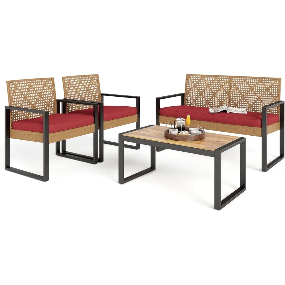 HERA'S HOUSE Patio Furniture Set, 4 Pieces Outdoor Wicker Furniture with Coffee Table, All Weather Rattan Outside Conversation S
HERA'S HOUSE Patio Furniture Set, 4 Pieces Outdoor Wicker Furniture with Coffee Table, All Weather Rattan Outside Conversation S