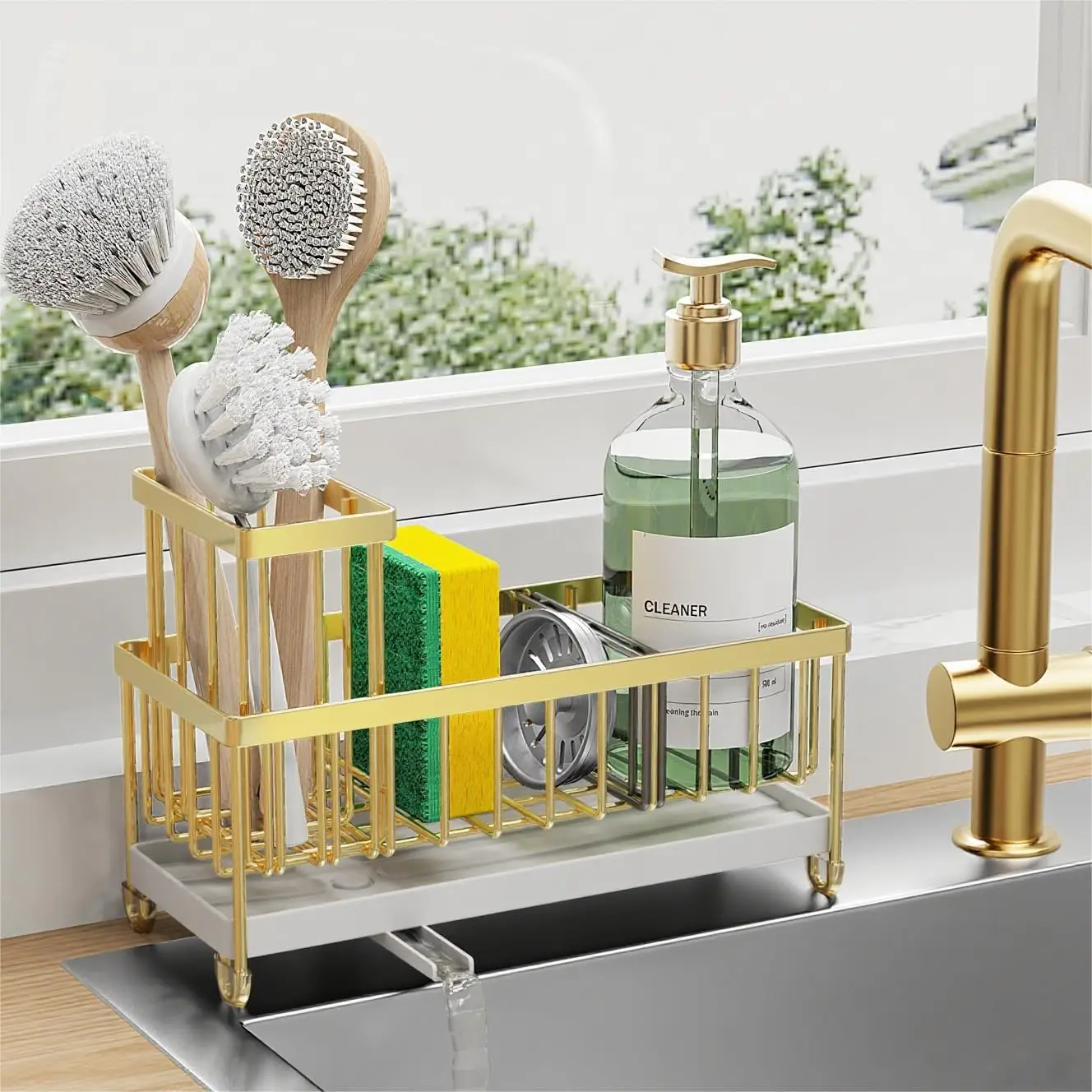 Sponge Holder for Kitchen Sink, Sink Caddy Organizer with High Brush Holder, Kitchen Countertop
Sponge Holder for Kitchen Sink, Sink Caddy Organizer with High Brush Holder, Kitchen Countertop