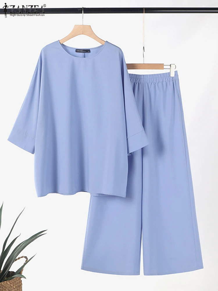 Holiday 3/4 Sleeve Tops Outfits ZANZEA Women 2PCS Pant Sets Fashion Autumn 2024 Solid Matching Suit Casual Wide Leg Trouser Sets
Holiday 3/4 Sleeve Tops Outfits ZANZEA Women 2PCS Pant Sets Fashion Autumn 2024 Solid Matching Suit Casual Wide Leg Trouser Sets