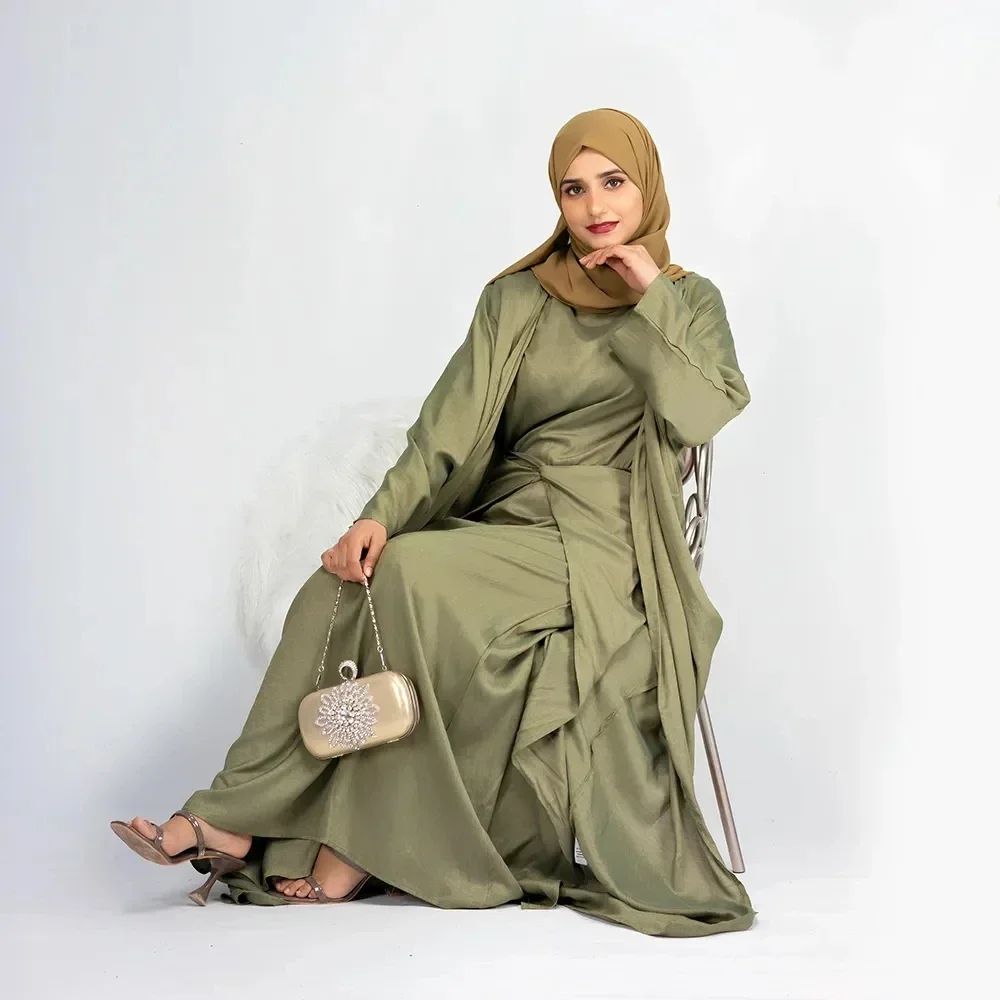 Eid Modest Muslim Matching Clothing Women Hijab Dress Open Abaya Wrap Skirt Set Dubai Kimono Turkey Kaftan Islam Outfits Ramadan
Eid Modest Muslim Matching Clothing Women Hijab Dress Open Abaya Wrap Skirt Set Dubai Kimono Turkey Kaftan Islam Outfits Ramadan