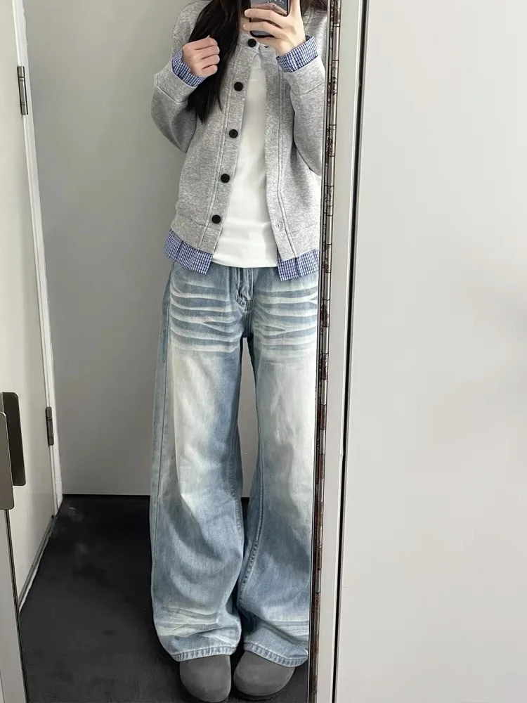 American Washed Blue Denim Wide Leg Jeans Women's Loose Straight Floor-Length Pants Spring Thin Tagkita High Waist Jeans
American Washed Blue Denim Wide Leg Jeans Women's Loose Straight Floor-Length Pants Spring Thin Tagkita High Waist Jeans