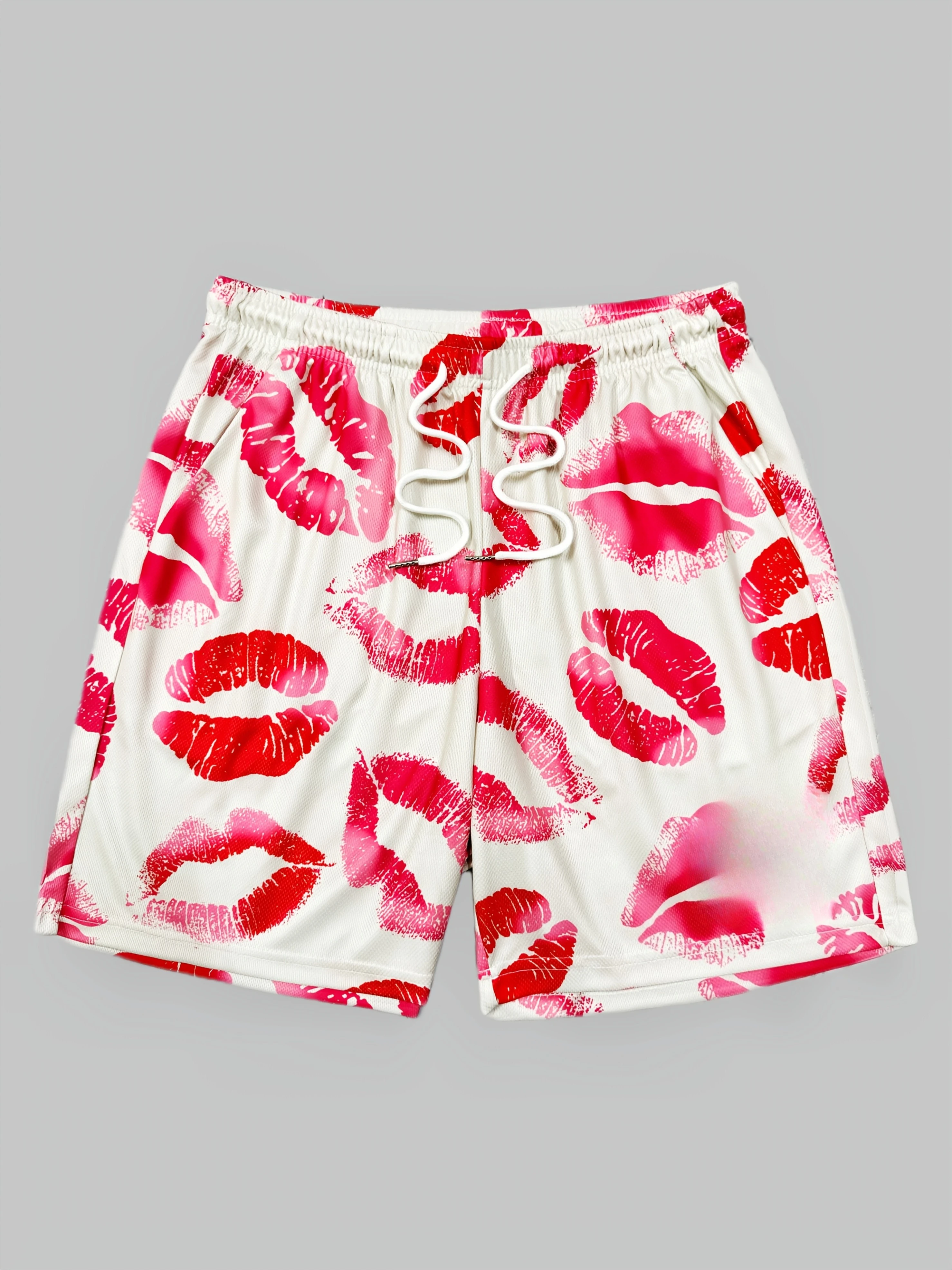 Summer Men's White and Pink Sports Casual Shorts with 3D Printed Lip Prints, Suitable for Leisure or Sports Wear
Summer Men's White and Pink Sports Casual Shorts with 3D Printed Lip Prints, Suitable for Leisure or Sports Wear