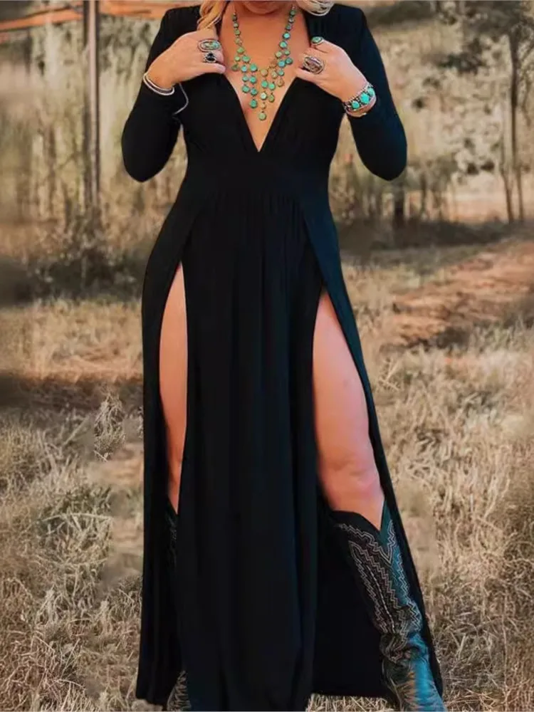 Sexy Deep V Neck Dress Lady Fashion Black Long Sleeve High Waist Dresses For Women Spring Summer Holiday Womens Clothing Y2k New
Sexy Deep V Neck Dress Lady Fashion Black Long Sleeve High Waist Dresses For Women Spring Summer Holiday Womens Clothing Y2k New