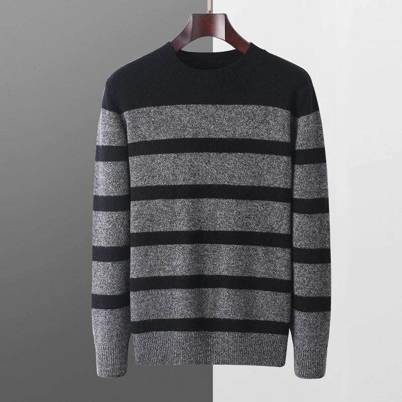 Autumn Winter Men's New 100% Merino Wool Soft Sweater O-neck Color Stripe Pullover Loose Long Sleeve Jumper Cashmere Thick Top
Autumn Winter Men's New 100% Merino Wool Soft Sweater O-neck Color Stripe Pullover Loose Long Sleeve Jumper Cashmere Thick Top