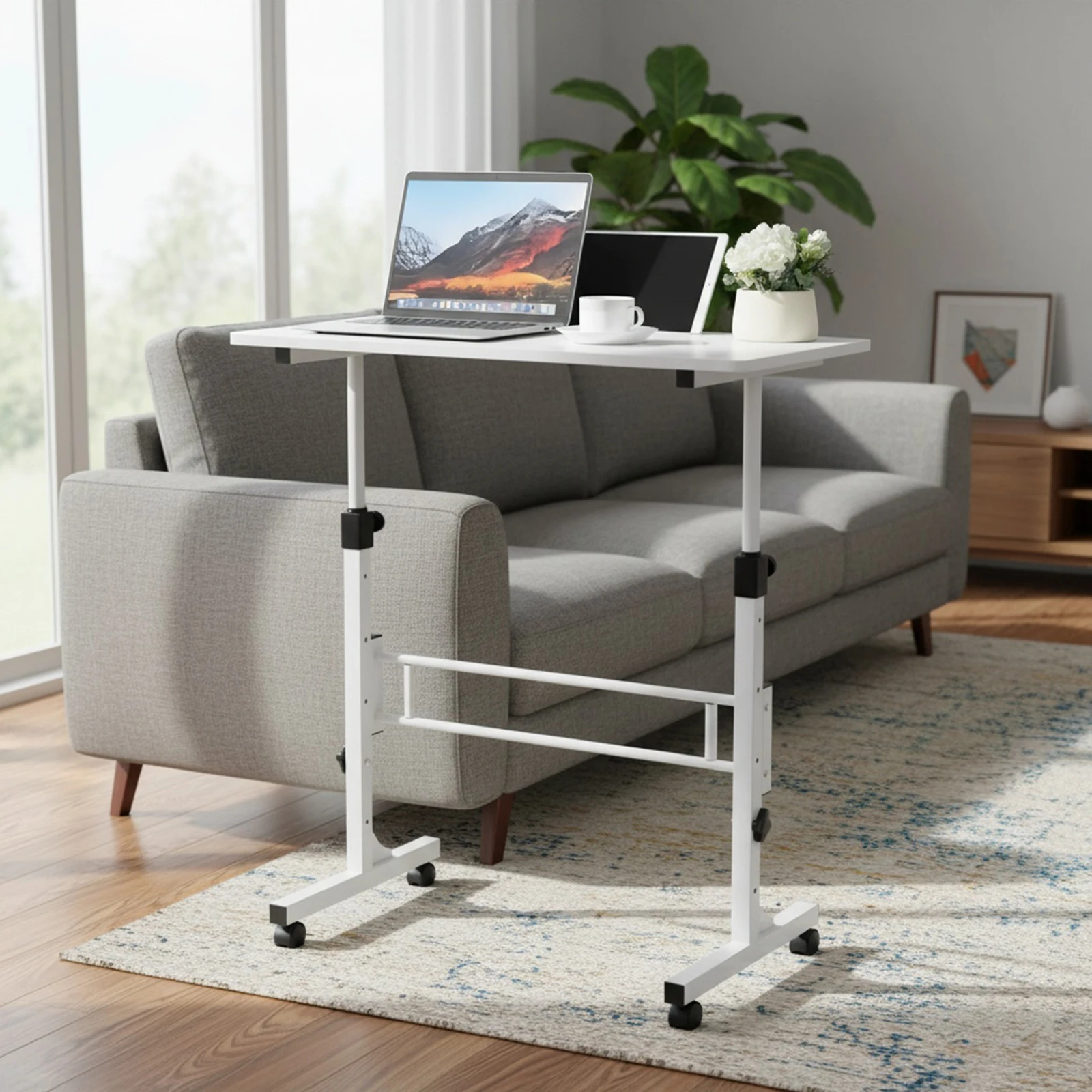 Standing Desk Adjustable Height Mobile Stand Up Desk with Wheels (White)
Standing Desk Adjustable Height Mobile Stand Up Desk with Wheels (White)