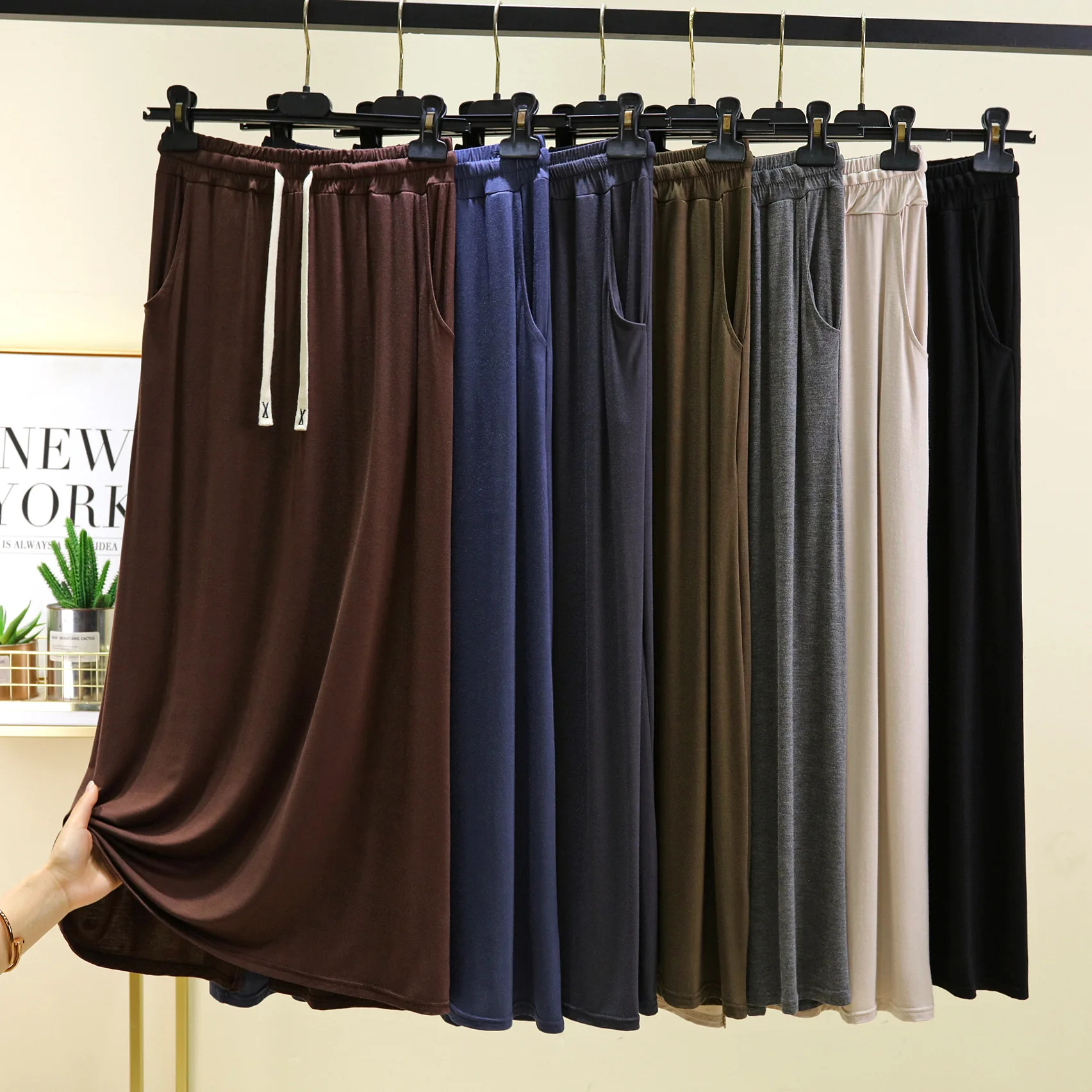 Modal A-Line Drawstring Skirt with Pockets Women Loose-fitting Long Skirts solid color outwear high waist maxi skirt
Modal A-Line Drawstring Skirt with Pockets Women Loose-fitting Long Skirts solid color outwear high waist maxi skirt