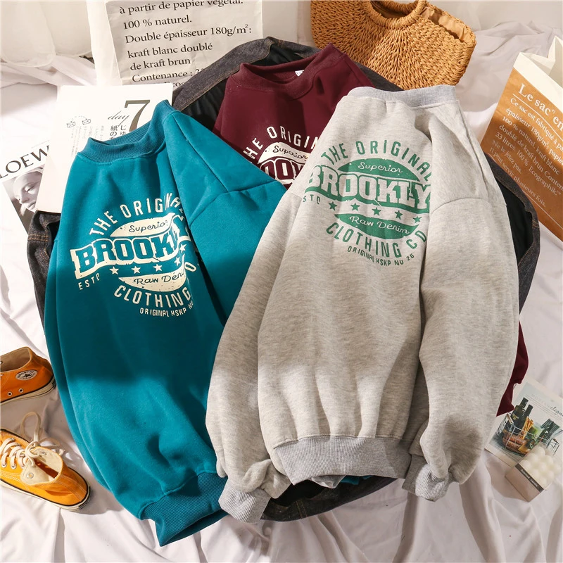 Women's Fleece Lined Thickened Hoodless Sweatshirt Trendy Korean Loose Style Chic Hong Kong Flavor Autumn Winter Fashionable ...
Women's Fleece Lined Thickened Hoodless Sweatshirt Trendy Korean Loose Style Chic Hong Kong Flavor Autumn Winter Fashionable ...