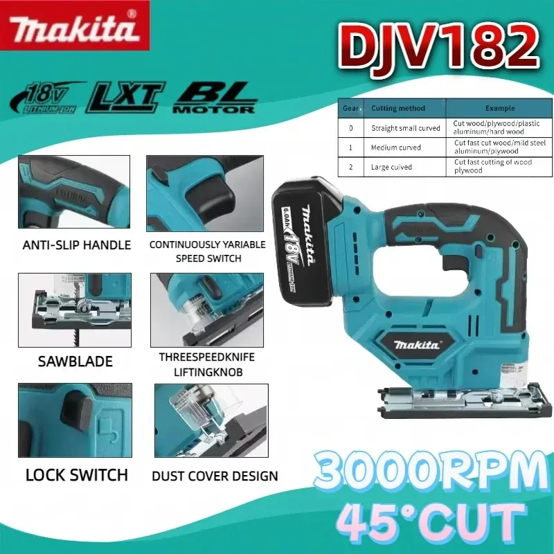 Makita DJV182Z Brushless Jigsaw 390W Power Precision Wood Cutting 135mm Capacity 10mm Steel
Makita DJV182Z Brushless Jigsaw 390W Power Precision Wood Cutting 135mm Capacity 10mm Steel