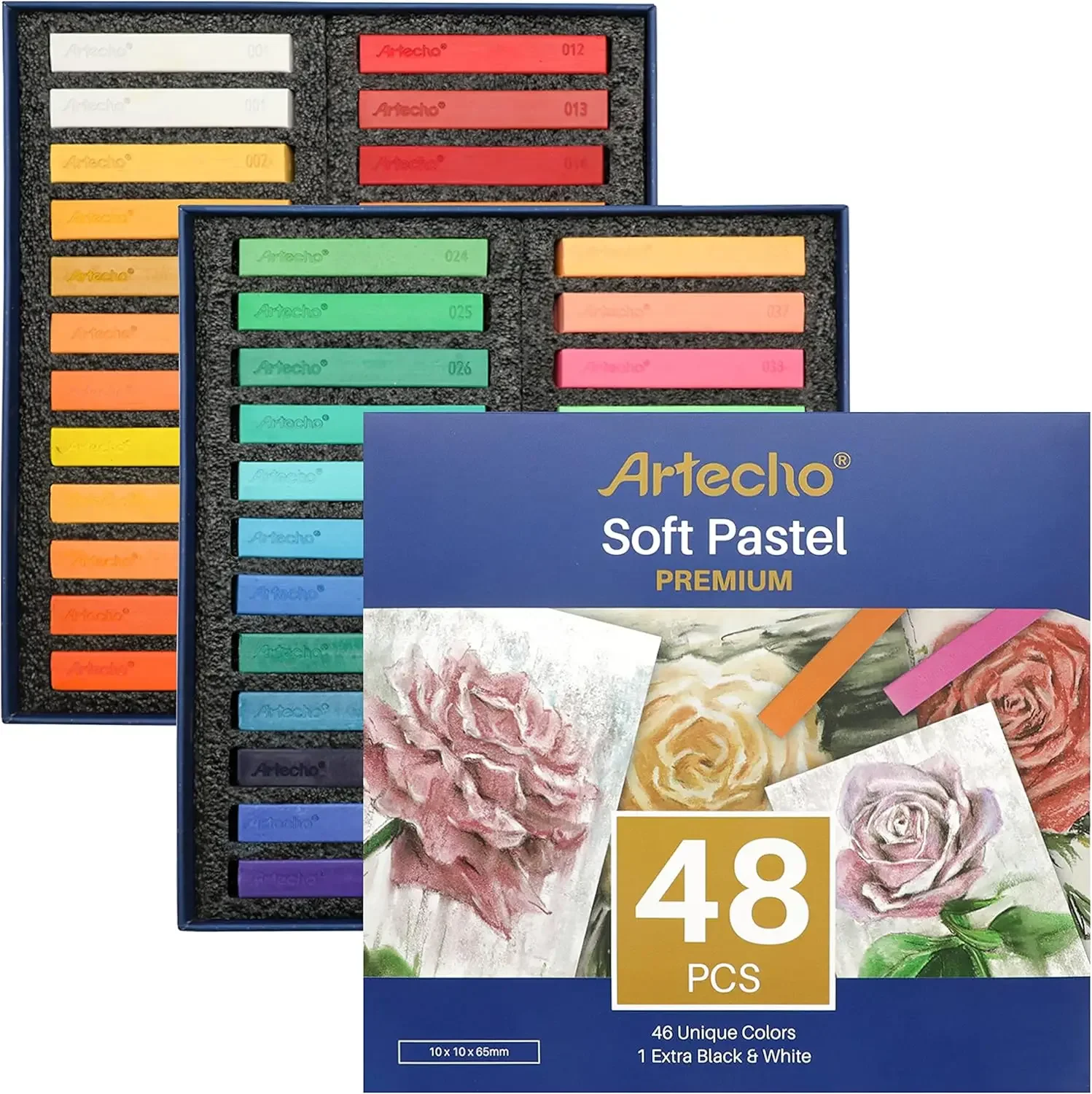 48 Soft Pastels, 46 Colors + 4 Fluorescent, Extra Black & White, Square Chalk for Drawing, Blending, Shading
48 Soft Pastels, 46 Colors + 4 Fluorescent, Extra Black & White, Square Chalk for Drawing, Blending, Shading