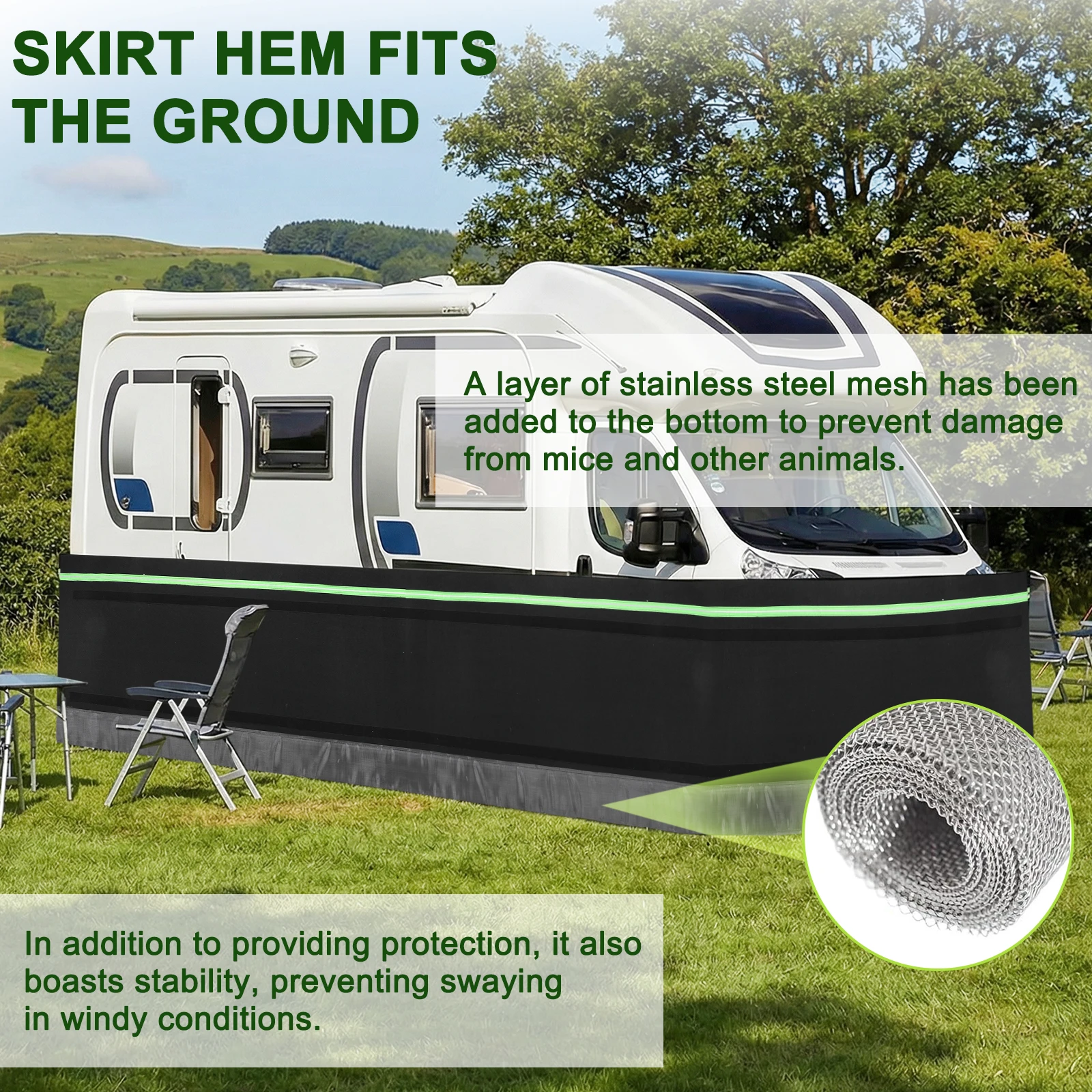 RV Skirting Easy Installation Travel Trailer Skirt Panel Waterproof 39.37ft Heightx85.3ft Length for Gardens Outdoor Use
RV Skirting Easy Installation Travel Trailer Skirt Panel Waterproof 39.37ft Heightx85.3ft Length for Gardens Outdoor Use