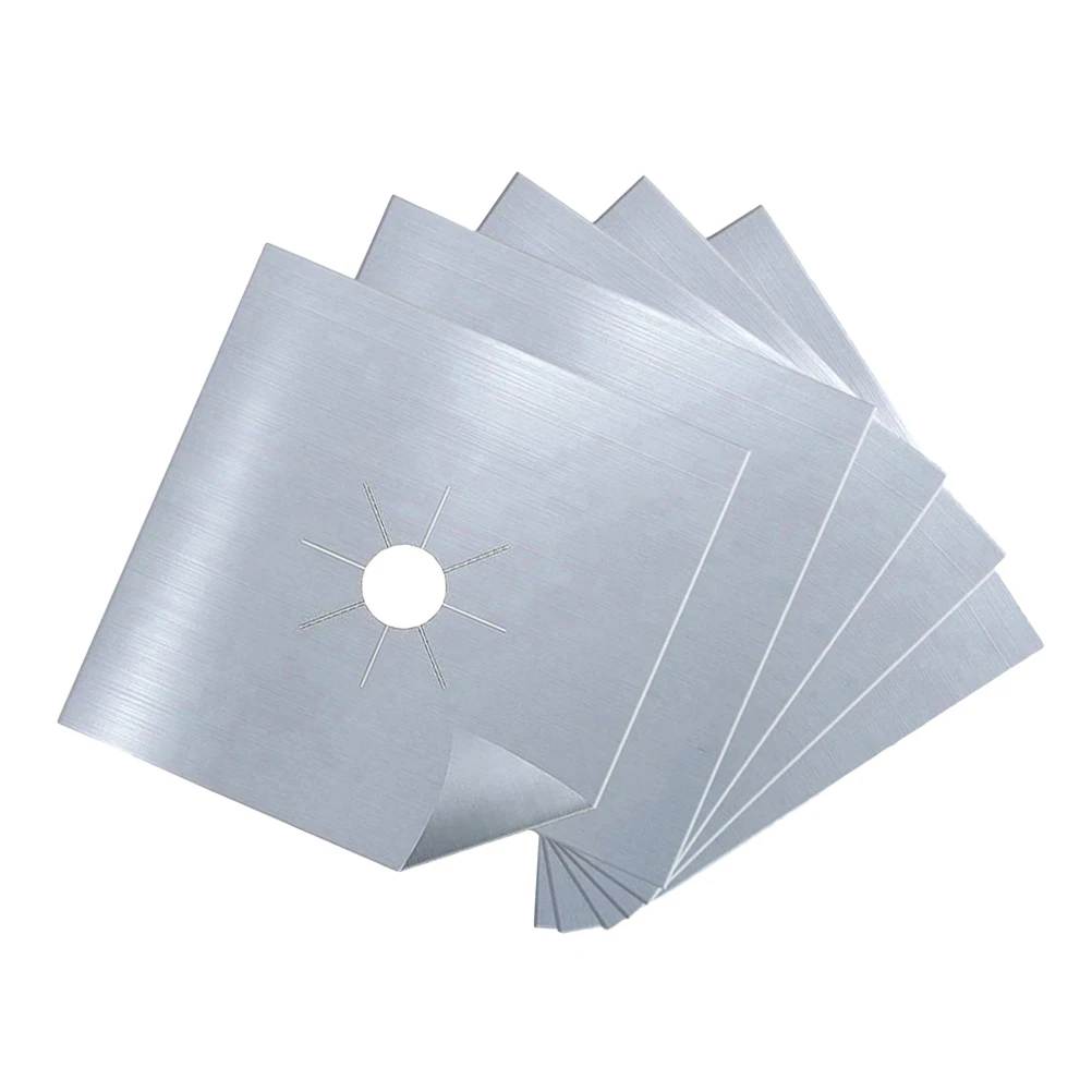 5pcs Cleaning Pads 27X27X0.08Cm Silver Reusable Non-Stick Gas Burner Covers Stove Protector Sheets For All Hobs
5pcs Cleaning Pads 27X27X0.08Cm Silver Reusable Non-Stick Gas Burner Covers Stove Protector Sheets For All Hobs