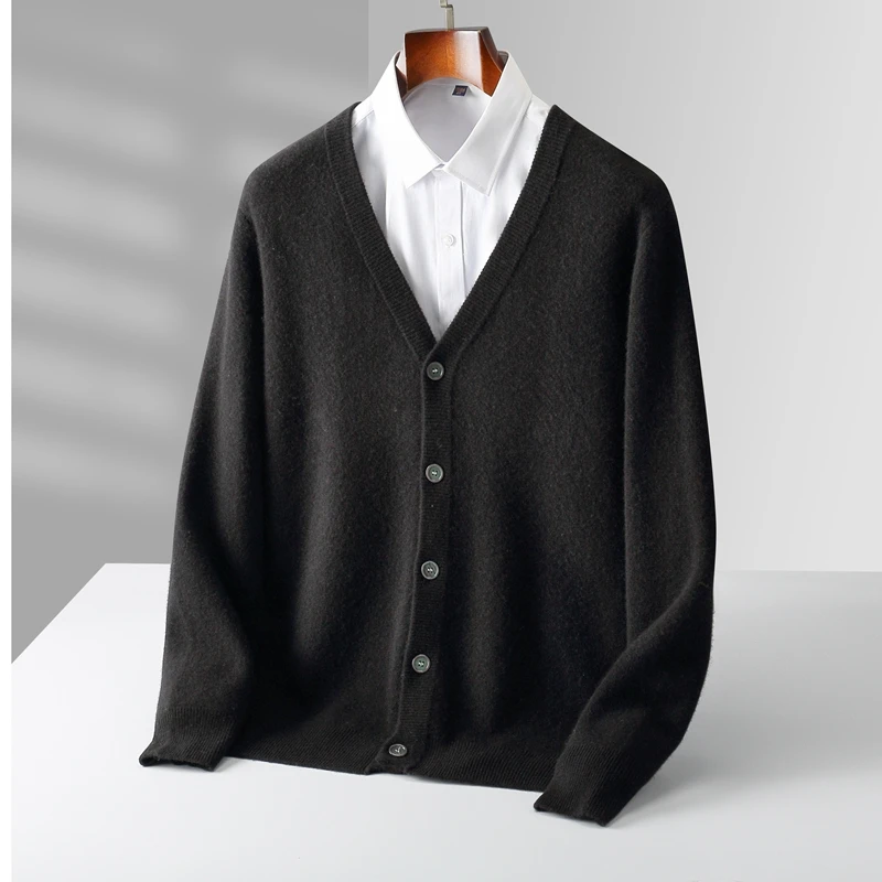 Simple Mature Autumn Winter V-Neck Men's Clothes 100% Merino Wool Single Breasted Cardigan Knitwear Cashmere Sweater Basics Coat
Simple Mature Autumn Winter V-Neck Men's Clothes 100% Merino Wool Single Breasted Cardigan Knitwear Cashmere Sweater Basics Coat