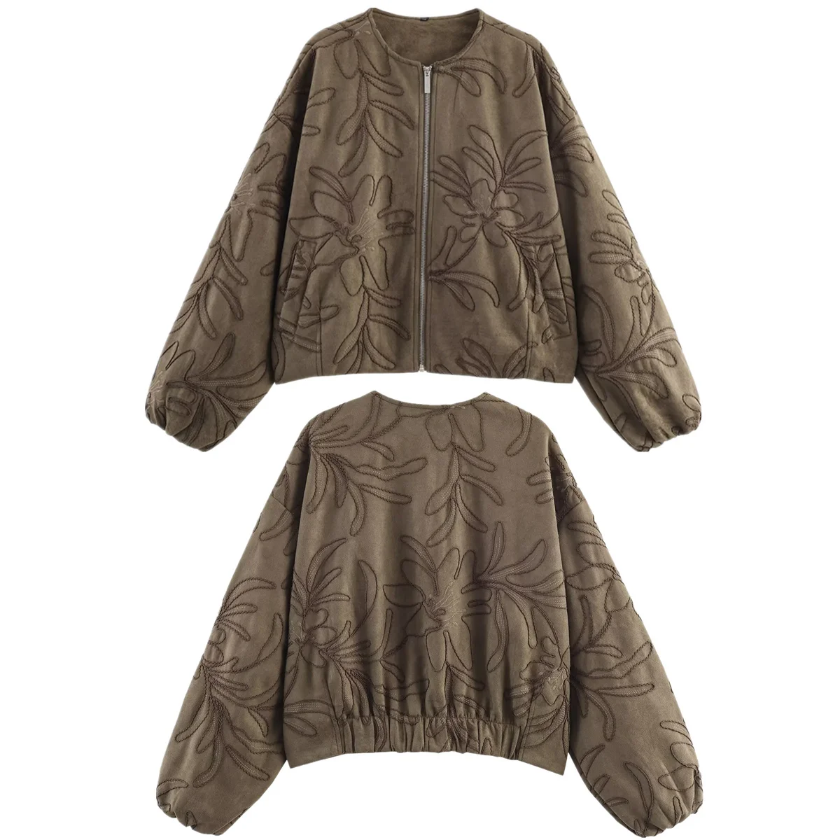 Maxdutti Минималистичная замшевая куртка с цветочной вышивкой и круглым вырезом цвета хаки, зеленая винтажная куртка-бомбер, женская куртка, женская одежда, топ
Maxdutti Минималистичная замшевая куртка с цветочной вышивкой и круглым вырезом цвета хаки, зеленая винтажная куртка-бомбер, женская куртка, женская одежда, топ