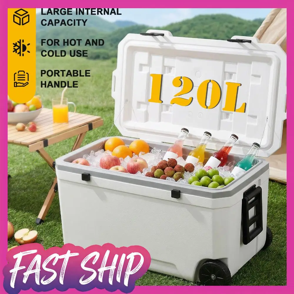 120L Refrigerated Ice Chest Box with Wheels Vehicle Insulated Box Leak-Resistant Large Capacity for Outdoor Camping and Fishing
120L Refrigerated Ice Chest Box with Wheels Vehicle Insulated Box Leak-Resistant Large Capacity for Outdoor Camping and Fishing