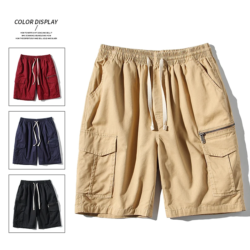 Spring/Summer Men's Cargo Shorts Zip Multiple Pockets 100%Cotton Drawstring Elastic Waist And Knee Length Men's Casual Shorts
Spring/Summer Men's Cargo Shorts Zip Multiple Pockets 100%Cotton Drawstring Elastic Waist And Knee Length Men's Casual Shorts