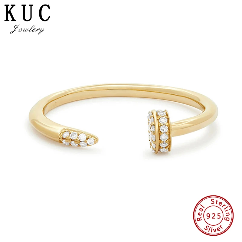 925 Sterling Silver Original Certificate Zircon Nail Open Cuff Ring For Women Fine Jewelry Gold Plated
925 Sterling Silver Original Certificate Zircon Nail Open Cuff Ring For Women Fine Jewelry Gold Plated