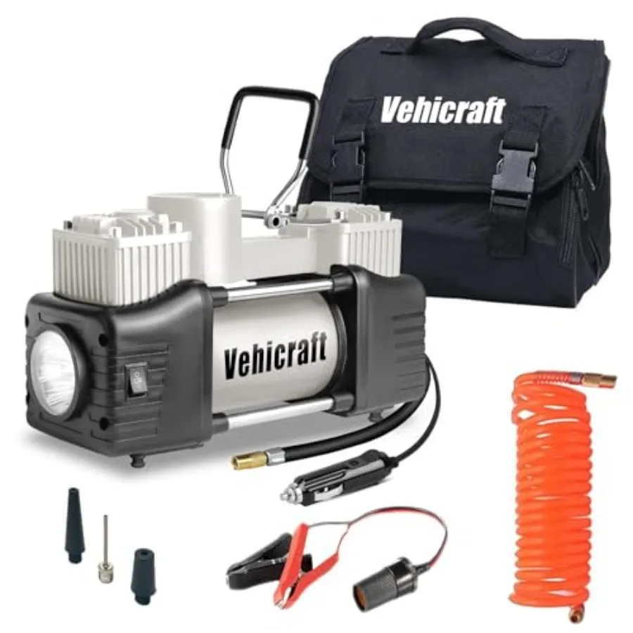 Tire Inflator Portable Air Compressor Heavy Duty Double Cylinders Auto Pump 12V Portable Air Compressor Pump with Emergency LED
Tire Inflator Portable Air Compressor Heavy Duty Double Cylinders Auto Pump 12V Portable Air Compressor Pump with Emergency LED