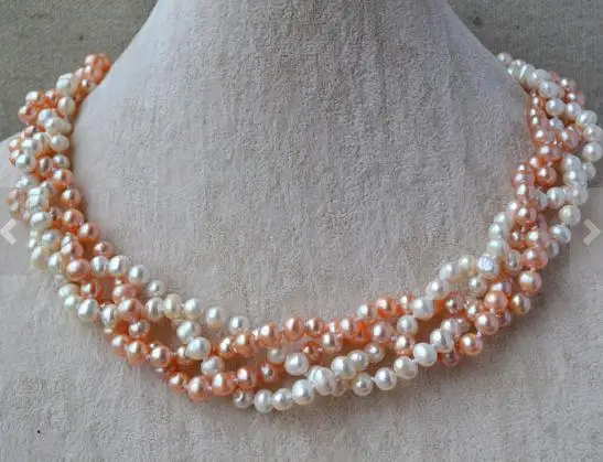 New Fashion Freshwater Pearl Necklace,4 Row 6-7mm White Pink Genuine Pearl Jewelry,18 inches Choker Necklace,Charming Women Gift
New Fashion Freshwater Pearl Necklace,4 Row 6-7mm White Pink Genuine Pearl Jewelry,18 inches Choker Necklace,Charming Women Gift
