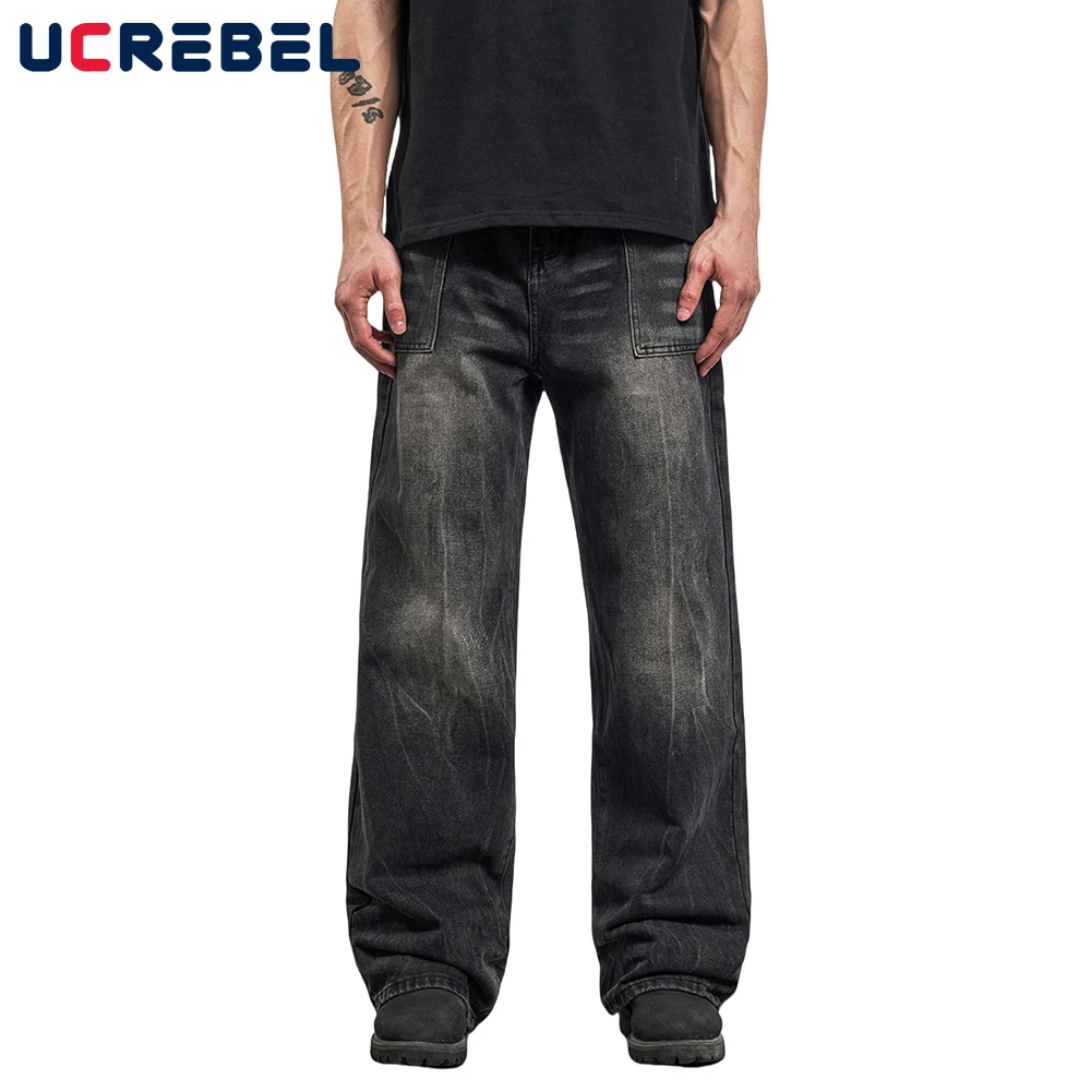Washed Distressed Dark Jeans Mens Pocket Retro High Street Loose Straight Denim Pants Men
Washed Distressed Dark Jeans Mens Pocket Retro High Street Loose Straight Denim Pants Men