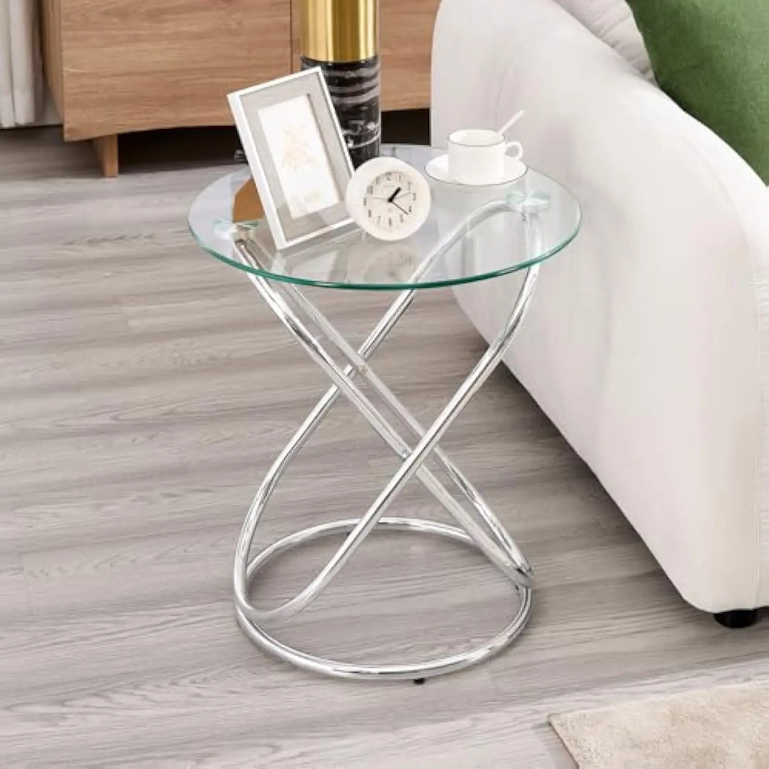 19.7 Round Glass Side Table for Living Room, Modern Round Glass End Table Nightstand for Bedroom, Silver Small Side Table for S
19.7 Round Glass Side Table for Living Room, Modern Round Glass End Table Nightstand for Bedroom, Silver Small Side Table for S