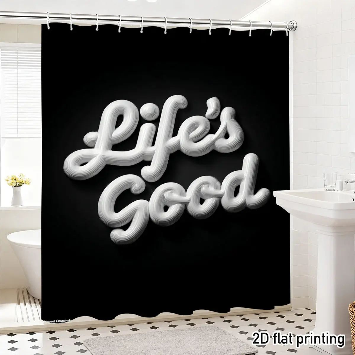 3D Typography Shower Curtain Life's Good Quote Black White Minimalist Motivational Wall Art Waterproof Polyester Modern Bathroom
3D Typography Shower Curtain Life's Good Quote Black White Minimalist Motivational Wall Art Waterproof Polyester Modern Bathroom