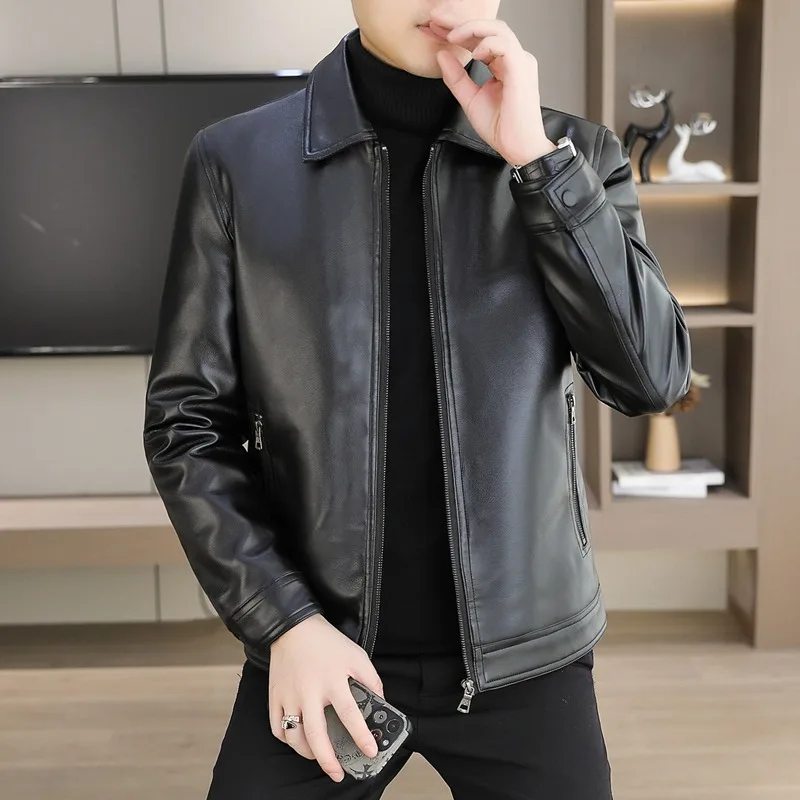 Men's Leather Jacket New Fashion Slim Fit Casual Style Spring Autumn Korean Version Youth Lapel Faux Leather Trendy Motorcycle J
Men's Leather Jacket New Fashion Slim Fit Casual Style Spring Autumn Korean Version Youth Lapel Faux Leather Trendy Motorcycle J