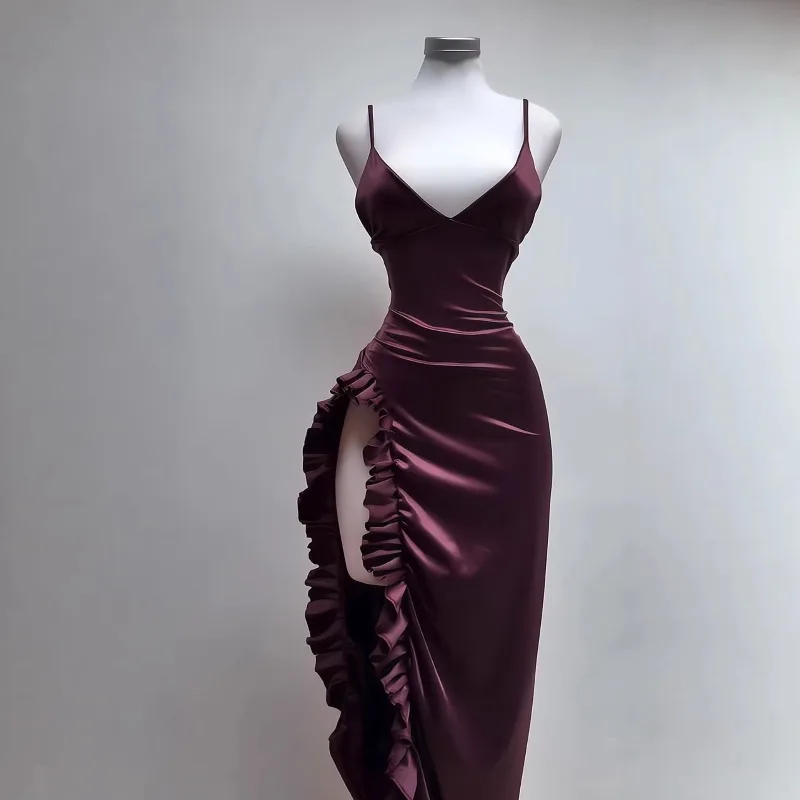 Sexy Spaghetti Strap Dress Europe and The United States Long Bodycon Dress Summer Y2K Spice Girl Elegant Ruffle Split Vestidos
Sexy Spaghetti Strap Dress Europe and The United States Long Bodycon Dress Summer Y2K Spice Girl Elegant Ruffle Split Vestidos