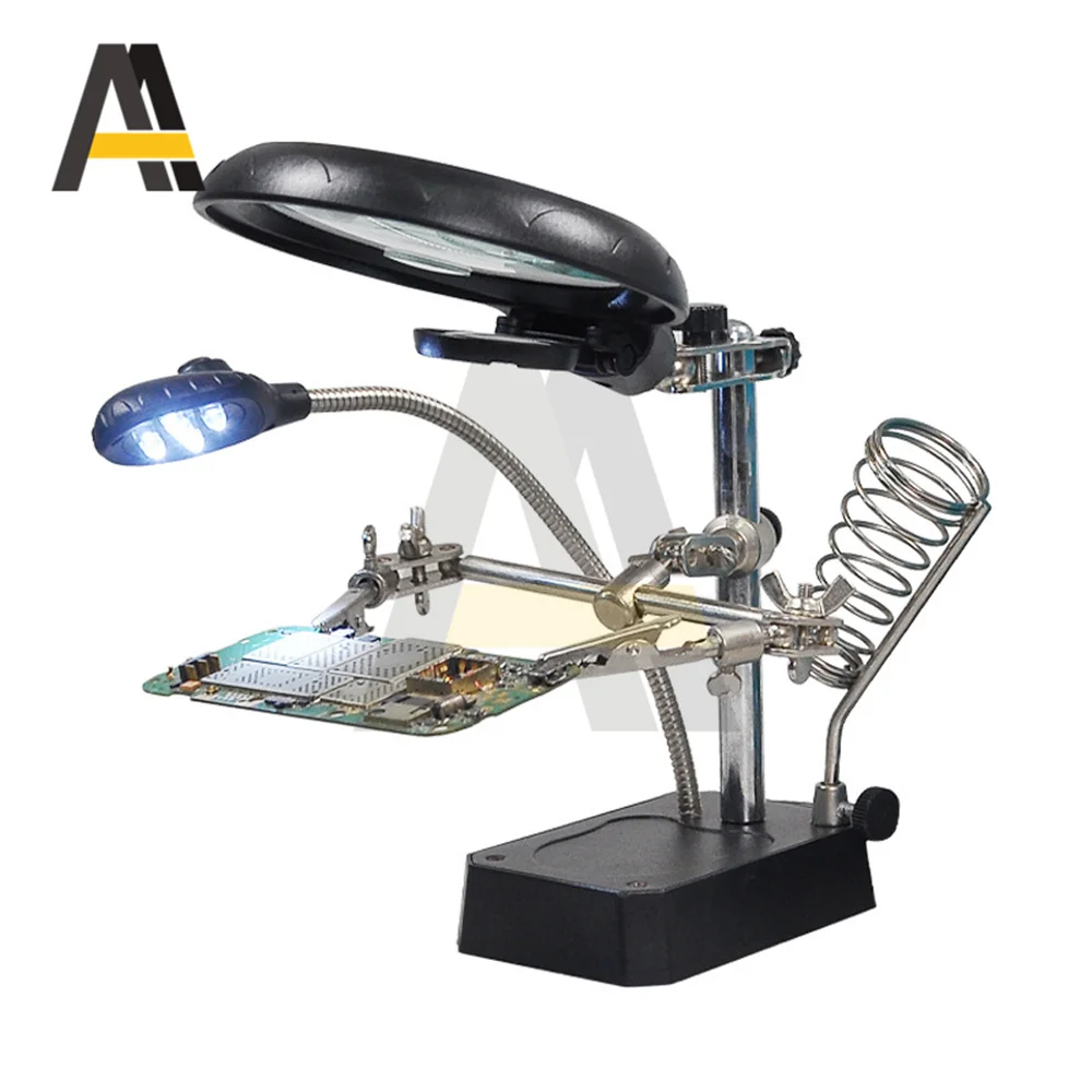 3 Times Welding Magnifying Glass Clamp 5 LED Auxiliary Clip Magnifier Hand Soldering Solder Iron Multifunctional Stand Holder
3 Times Welding Magnifying Glass Clamp 5 LED Auxiliary Clip Magnifier Hand Soldering Solder Iron Multifunctional Stand Holder