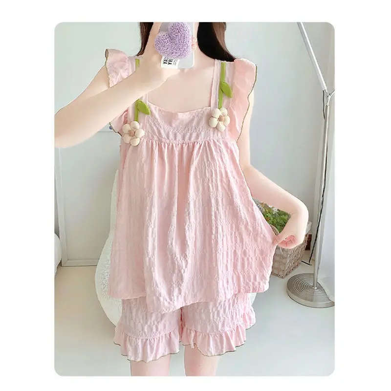 Summer 2024 New Princess Wind Sweet Cloud Cotton Pajamas Women's Three-piece Set with Cotton Pads Integrated Loungewear Set
Summer 2024 New Princess Wind Sweet Cloud Cotton Pajamas Women's Three-piece Set with Cotton Pads Integrated Loungewear Set
