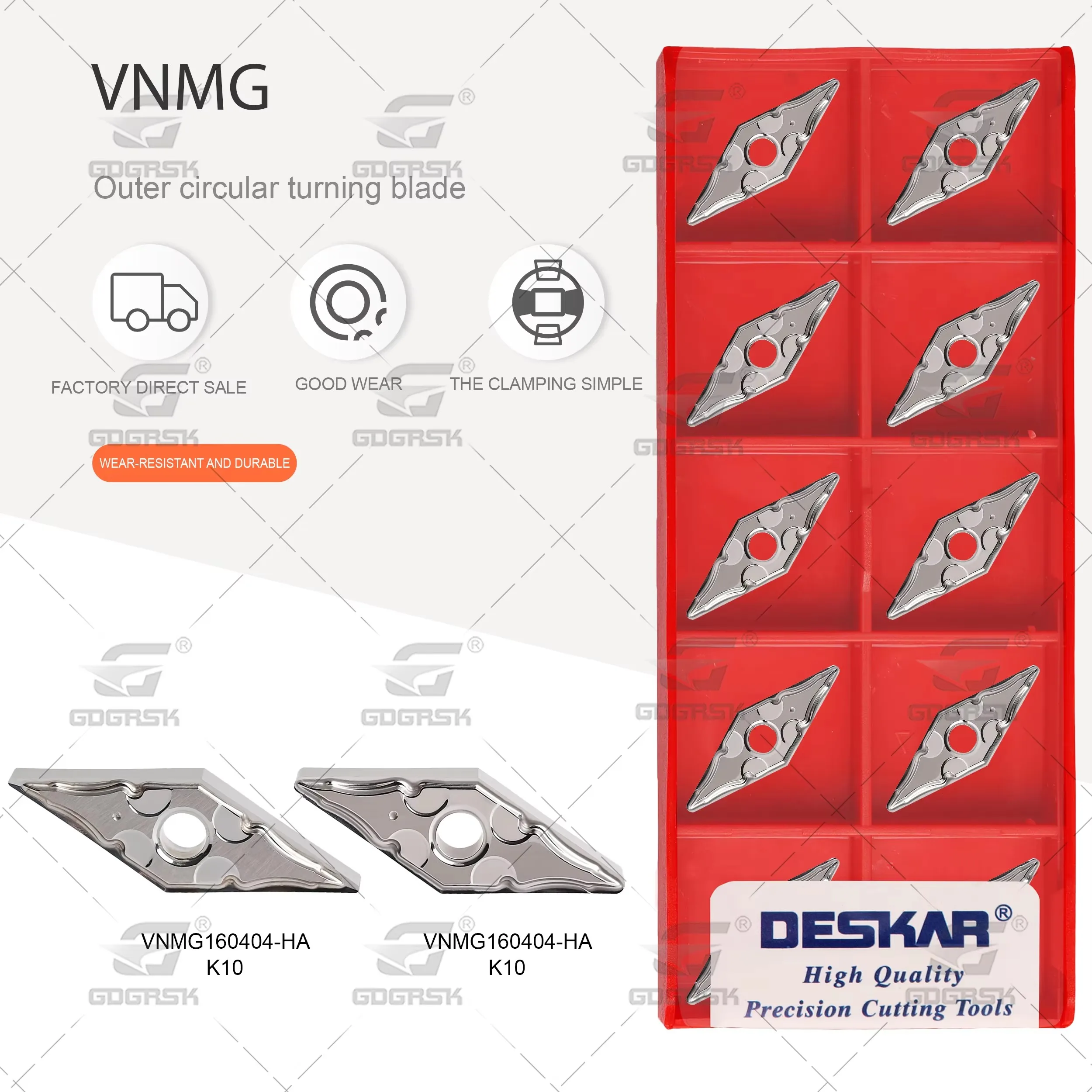 DESKAR External Turning Tools VNMG160404 HA VNMG160408 HA K10 CNC Lathe Carbide Inserts Metal Aluminium Cutters Parts Processing
DESKAR External Turning Tools VNMG160404 HA VNMG160408 HA K10 CNC Lathe Carbide Inserts Metal Aluminium Cutters Parts Processing