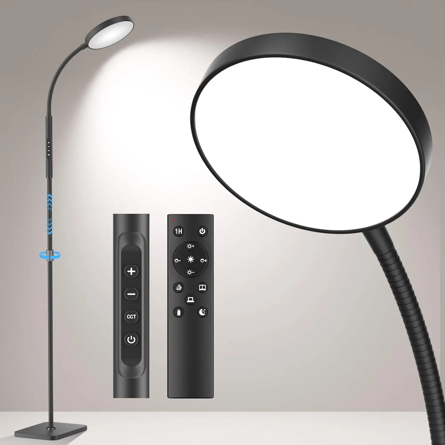 Adjustable Height Floor Lamp with Remote, 120 LED Dimmable Gooseneck Standing Light for Living Room Office
Adjustable Height Floor Lamp with Remote, 120 LED Dimmable Gooseneck Standing Light for Living Room Office