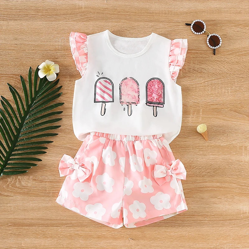 1-6Y Toddler Girl Summer Outfits Fly Sleeve Ice Cream Print T shirt Tops Shorts Set Cute Kid Clothes Set 2Pcs
1-6Y Toddler Girl Summer Outfits Fly Sleeve Ice Cream Print T shirt Tops Shorts Set Cute Kid Clothes Set 2Pcs