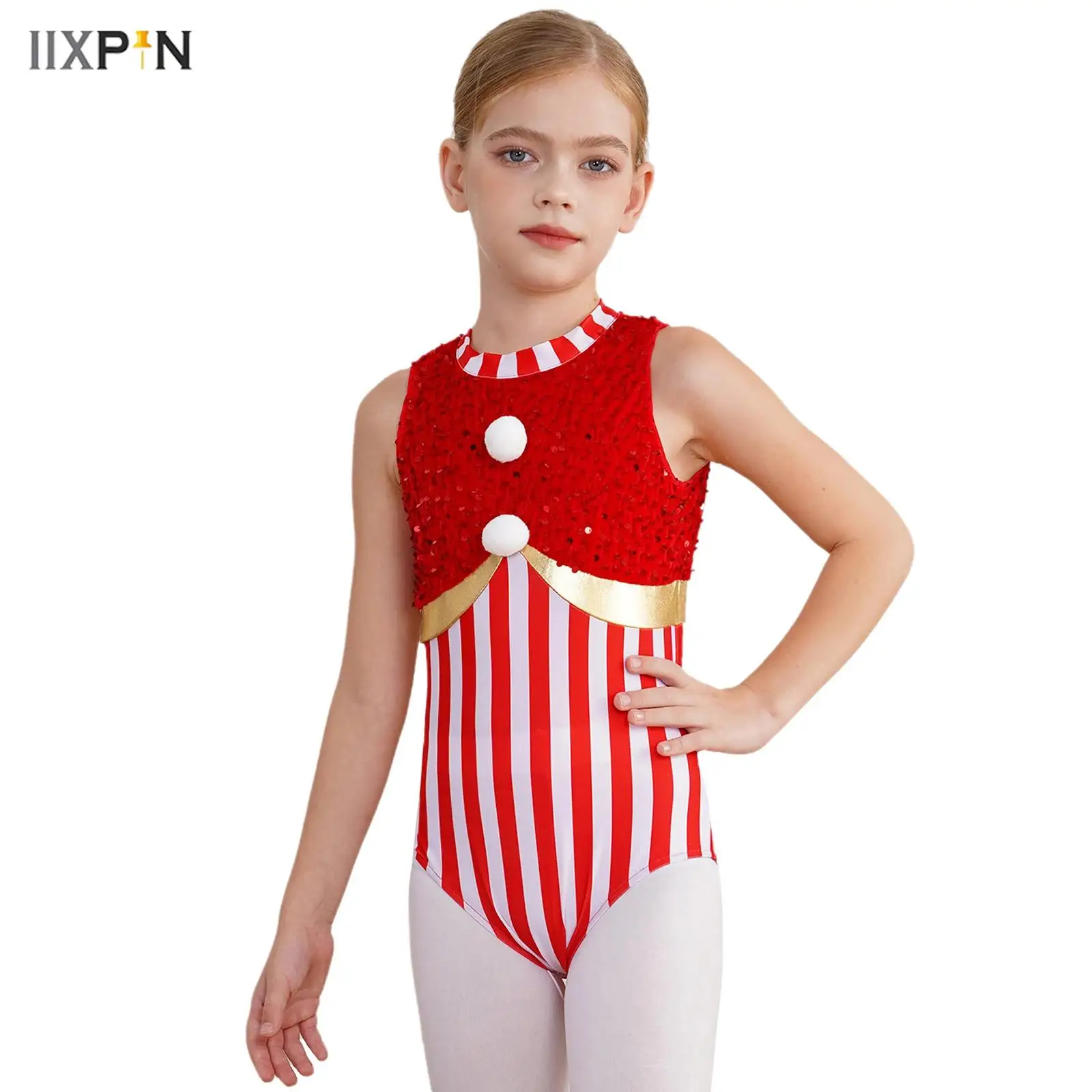 Girls One Piece Christmas Candy Cane Costume Sleeveless Stripes Sequins Bodysuit Figure Skating Jumpsuit Christmas Party Costume
Girls One Piece Christmas Candy Cane Costume Sleeveless Stripes Sequins Bodysuit Figure Skating Jumpsuit Christmas Party Costume