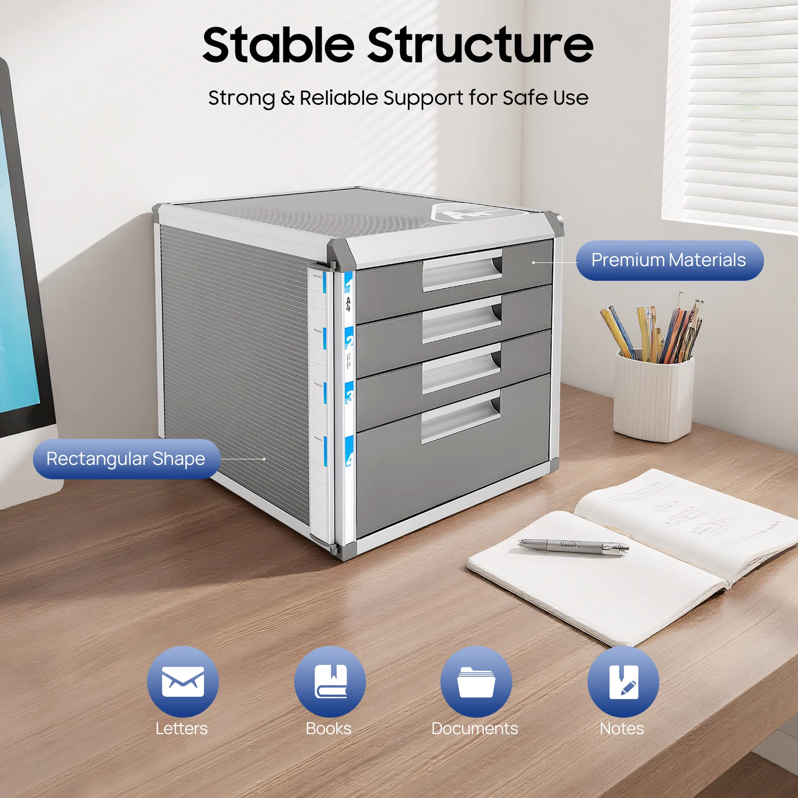File Storage Cabinet With Lockable Drawers, Aluminum Alloy File Cabinet With 4 Drawers, Document Storage Box 31.5*35*29.8cm
File Storage Cabinet With Lockable Drawers, Aluminum Alloy File Cabinet With 4 Drawers, Document Storage Box 31.5*35*29.8cm