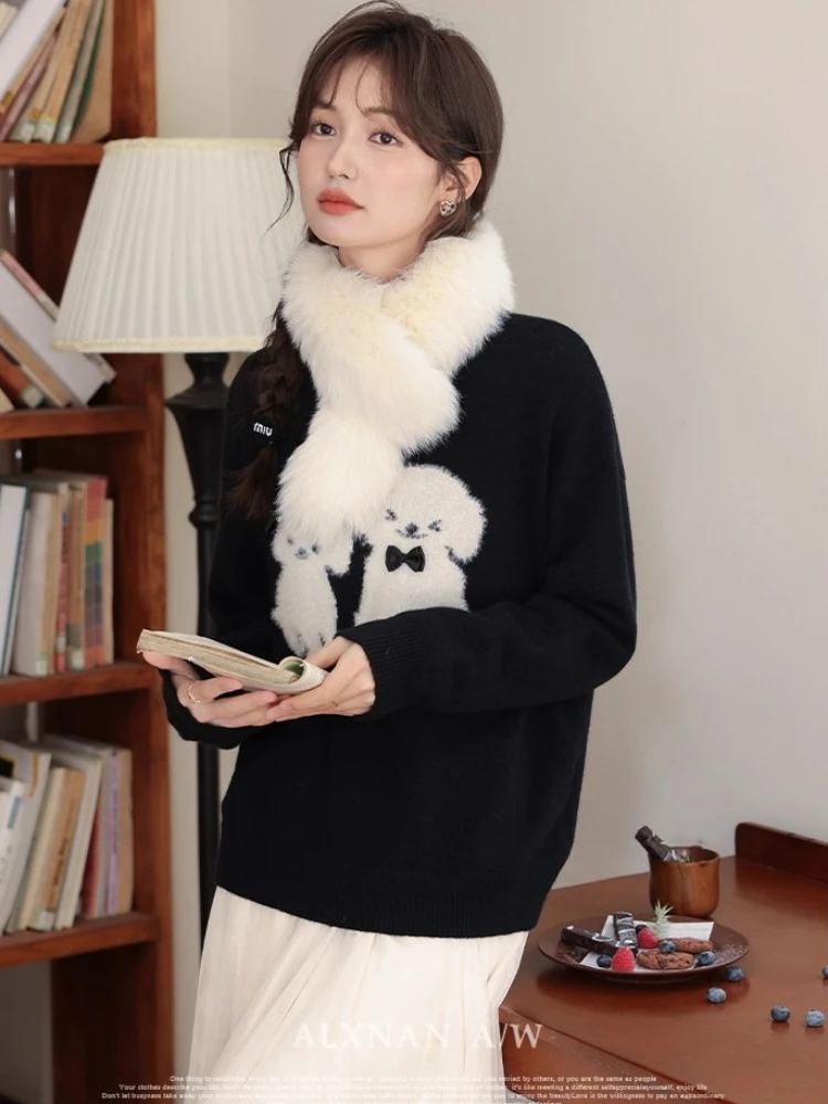 ALXNAN Women's Black Sweater 3D Bow Puppy Drop Shoulder Pullovers 2025 Autumn Winter Cute Loose-fit Warm Long Sleeve Tops L33052
ALXNAN Women's Black Sweater 3D Bow Puppy Drop Shoulder Pullovers 2025 Autumn Winter Cute Loose-fit Warm Long Sleeve Tops L33052
