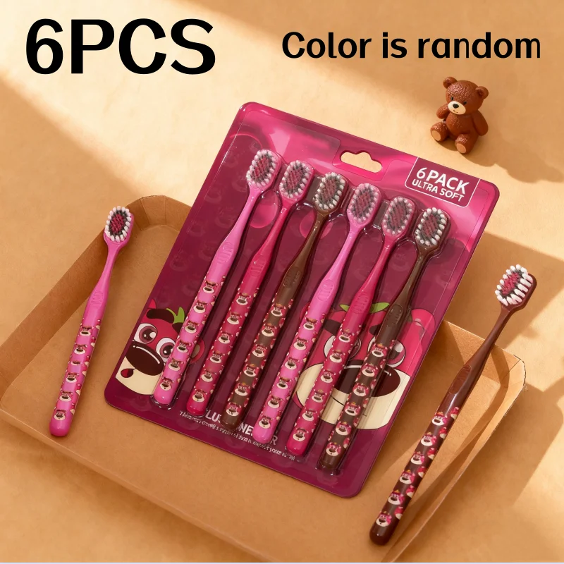 6-Piece Cherry Bear Mountain-Shaped Raised Bristle Adult Soft Bristle Toothbrush Set for Home Use, Manual Toothbrush That Doesn'T Shed Bristles, Travel Size, Gum Protection, Cute Soft Bristle Toothbrush, Essential for Home Use, Great Gift for Holidays
6-Piece Cherry Bear Mountain-Shaped Raised Bristle Adult Soft Bristle Toothbrush Set for Home Use, Manual Toothbrush That Doesn'T Shed Bristles, Travel Size, Gum Protection, Cute Soft Bristle Toothbrush, Essential for Home Use, Great Gift for Holidays